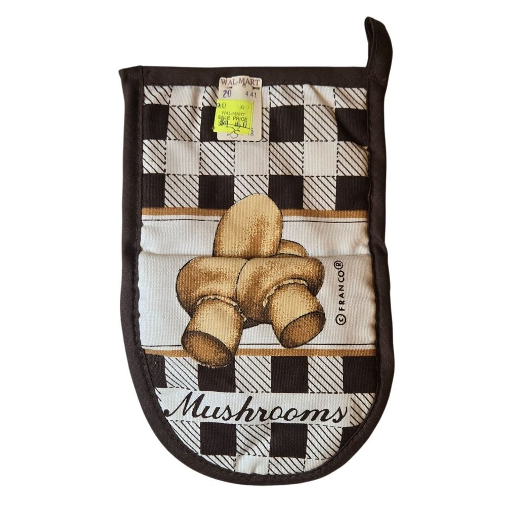 Vintage Mushroom oven Mitt Brown New Old Stock Retro Kitchen Collectible